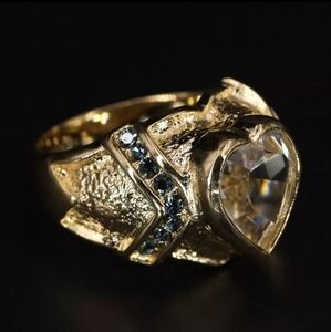 Heart-Cut CZ & Crystal Gold Cocktail Ring